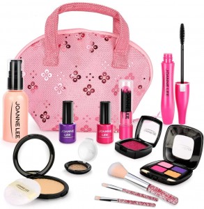 BeebeeRun Makeup Kit for Girls, Kids Pretend Makeup Set Pretend Play Makeup Cosmetic Toy with Glitter Bag,Safe & Non-Toxic Beauty Set for Party Game Halloween Christmas Birthday.