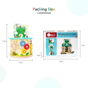 Ealing 12 in 1 Wooden Busy Activity Learning Cubes with Cute Frog Bead Maze Educational Toys for Baby Toddlers Ages 3+ for Boys and Girls Birthday Holiday Christmas Gifts
