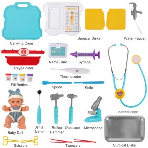 BeebeeRun Doctor Kit for Kids, 29Pcs Pretend Medical Doctor Medical Playset with Electronic Stethoscope, Doctor Roleplay，Medical Kits Gift, Educational Doctor Toys for Toddler Boys Girls