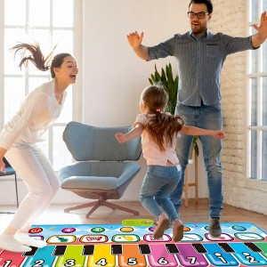 Arkmiido Kids Musical Mat Electronic Dance Mat Piano Mat with 8 Instruments Sounds 5 Play Modes Record & Playback & Demo Educational Toys for Kids Girls Boys (Blue)