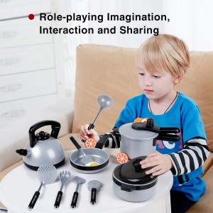 22 Pcs Kids Kitchen Pretend Play Toys, Cooking Toys with Pots and Pans for Toddlers Girls Boys, Cookware Playset Toys for 3 4 5 6 7 Years Old, Kitchen Playset Accessories with Play Food