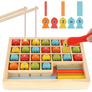 BeebeeRun 2 In 1 Fishing Game for Kids,Wooden Magnetic Fishing Toys Color Sorting Number Counting Math Toys Montessori Education Toys 3 4 5 Year Old Girls Boys Kids MZ1279