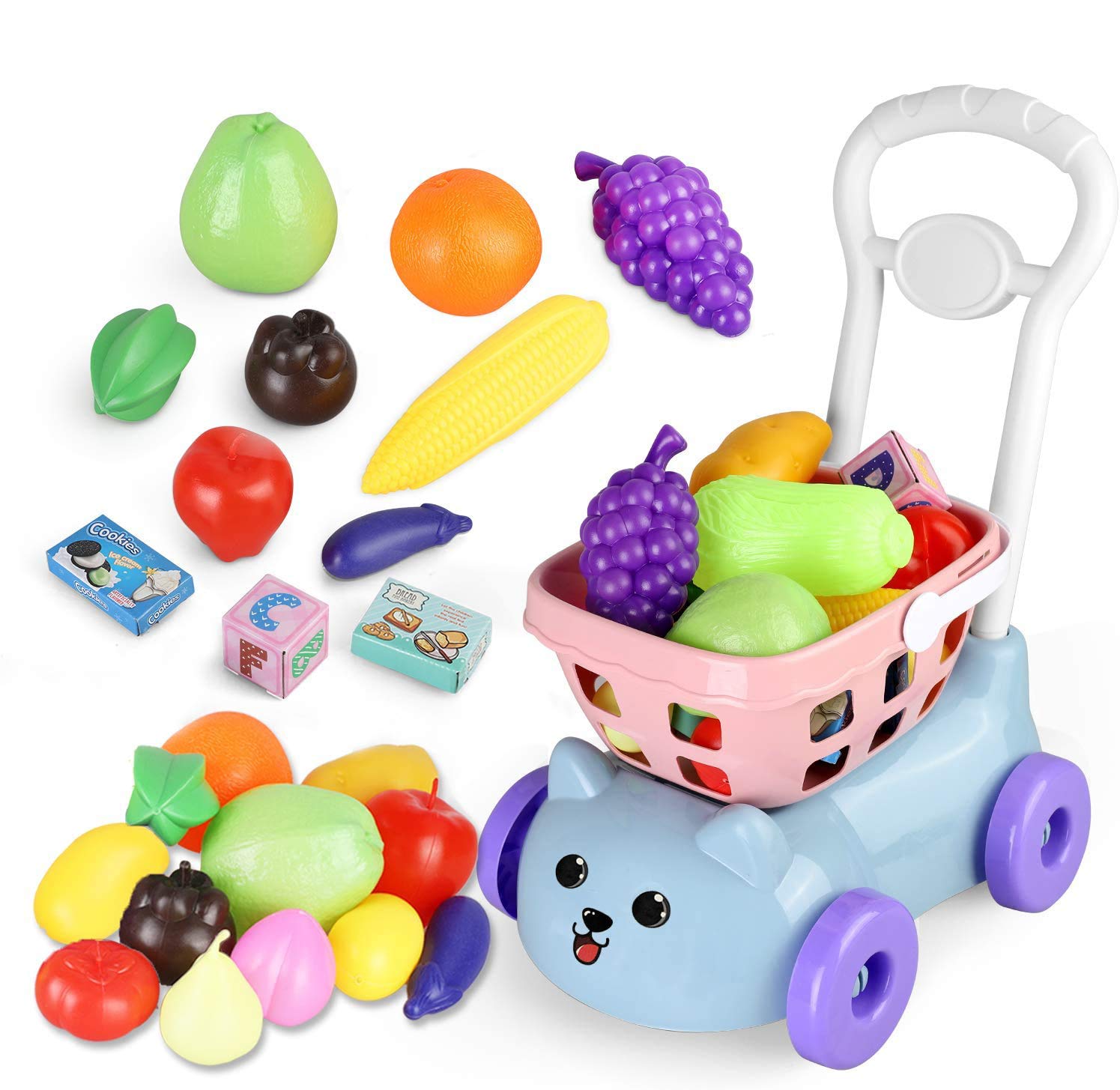 Best BeebeeRun Toys Shopping Cart Kids Pretend Play Food Accessories ...