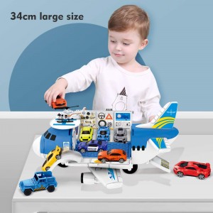 BeebeeRun Transport Cargo Airplane Toys – Car Toys for 3 4 5 Year Old Boys, 9 in 1 Take Apart Plane Toys Including 8 Sports Cars and 1 Helicopter, Gift for Kids Boys