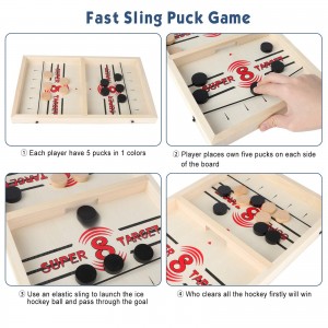 Ealing Fast Sling Puck Game,Crazy Patata Wooden Hockey Table Game Slingshot Board Game Family Interactive Wooden Table Desktop Battle Foosball Winner Game Chess Toys for Kids & Adults