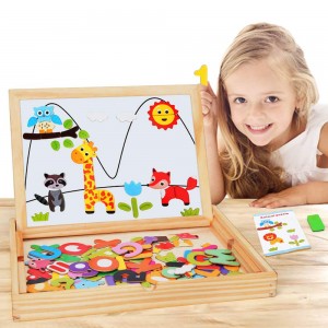 BeebeeRun Wooden Magnetic Board Puzzle Jigsaw Game 110+ PCS,Toys for 3 Year Olds,Magnetic Drawing Board for Kids Children Girls Boys,Educational Gifts Toys