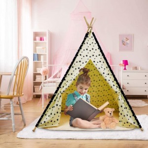 Arkmiido Teepee Tent for Kids Foldable Play Tent for Boys and Girls with Plush Mat Playhouse for Kids Indoor and Outdoor (Creamy White)