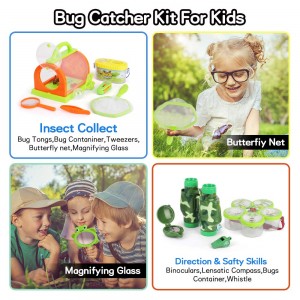 BeebeeRun Outdoor Explorer Set-Bug Catcher Kit for Boys Girls Nature Exploration Kit with Mini Binoculars, Compass, Whistle, Magnifying Glass, Bug Catcher, Headlamp,Adventure, Hiking Educational Toy