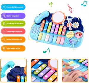 Arkmiido Baby Musical Toys – Drum Toy Set with Phone Bead Maze Gear Xylophone Piano – Mucial Toys for Toddlers Learning Toys for 18+ Boys Girls Toddlers Kids Best Educational Gifts (Blue)