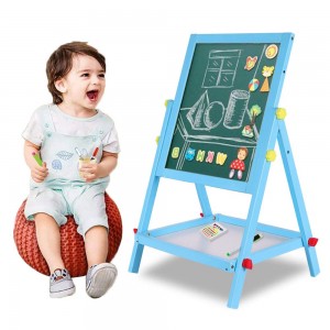 Arkmiido Small Wooden Easel ,Portable Easel for Kids 2 in 1 Double Sided Drawing Board Chalks & Bottom Tray Art Accessories Ages 2-4.