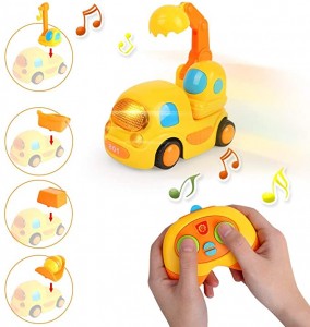 LBLA Toys for 2 Year Old Boys Girls, Toddler Toys, Birthday Gifts, Remote Control Car Toys for Kids, Engineering Construction Trucks with Music and Lights (Remote Car)