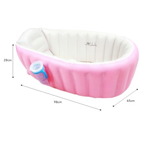 INTIME Inflatable Baby Bathtub Portable Air Bathing Dish Thick Shower Basin for Toddler (Pink)