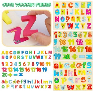 Wooden Uppercase and Lowercase Alphabet Number Peg Puzzles Board Set,Ideal Gift for Early Educational Learning Puzzle Board Toys for Kids Toddlers Boys and Girls Ages 3+(3-Pack)