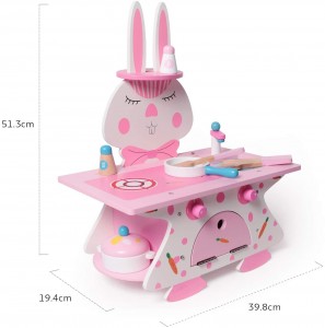 Play Kitchen,Kitchen Set Toy Kitchen, Wooden Kids Kitchen Set,Shape Rabbit with Accessories,for Children from 3 Years