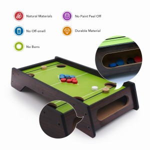 Ealing Wooden Slingshot Table Set Mini Billiards Table Set Mini Tabletop Game Toy Interactive Toy for Adults Parent-Child