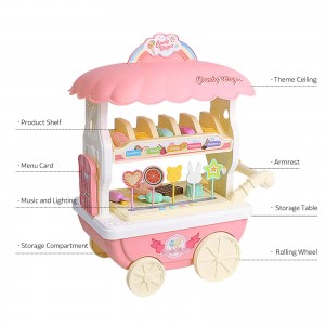 Arkmiido Candy Cart Pretend Play Sets Candy Trolley Toy Role Play Educational Games Birthday for 3 4 5 6 Years Old Girls and Boys