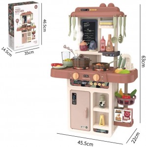 Kitchen Play Toy Set Kitchen Playset,with Sound and Light, Simulation Spray, Sink, Press Faucet with Water, for Girls Boys Over 3 (63X45.5X22cm/24.8×17.9×8.7”)