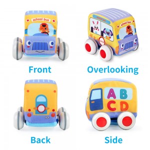 BeebeeRun Car Toys Gifts for Toddlers, Kids Pull-Back Vehicle Set – Soft Baby Toy Set with 4 Cars and Trucks