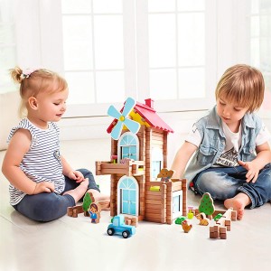 Ealing Wooden Building Sets Toy Villa House Building Blocks Set Playset Creative Wooden Toys for Toddlers Educational Preschool Building Sets Gifts for Birthday Holiday (L)