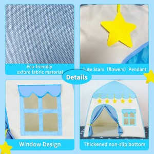 BeebeeRun Castle Play Tent，Kids Play Tents Toys for Toddler,Fairy Castle Playhouse Gifts for Children Indoor and Outdoor(Blue)