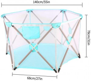 Arkmiido Baby playpen, Playpen for Baby Foldable and Portable, Hexagonal Folding Playpen with Breathable Mesh and Storage Bag, Indoor and Outdoor Play for 0-4 Ages (Green)