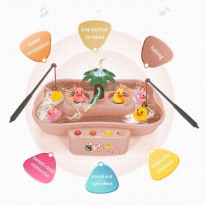 Water Table Ducks Kids Bath Game Fishing Game with Light and Music-Pink,32x22x19.5cm/12.5’’x8.7’’x7.7’’, for Age 3+