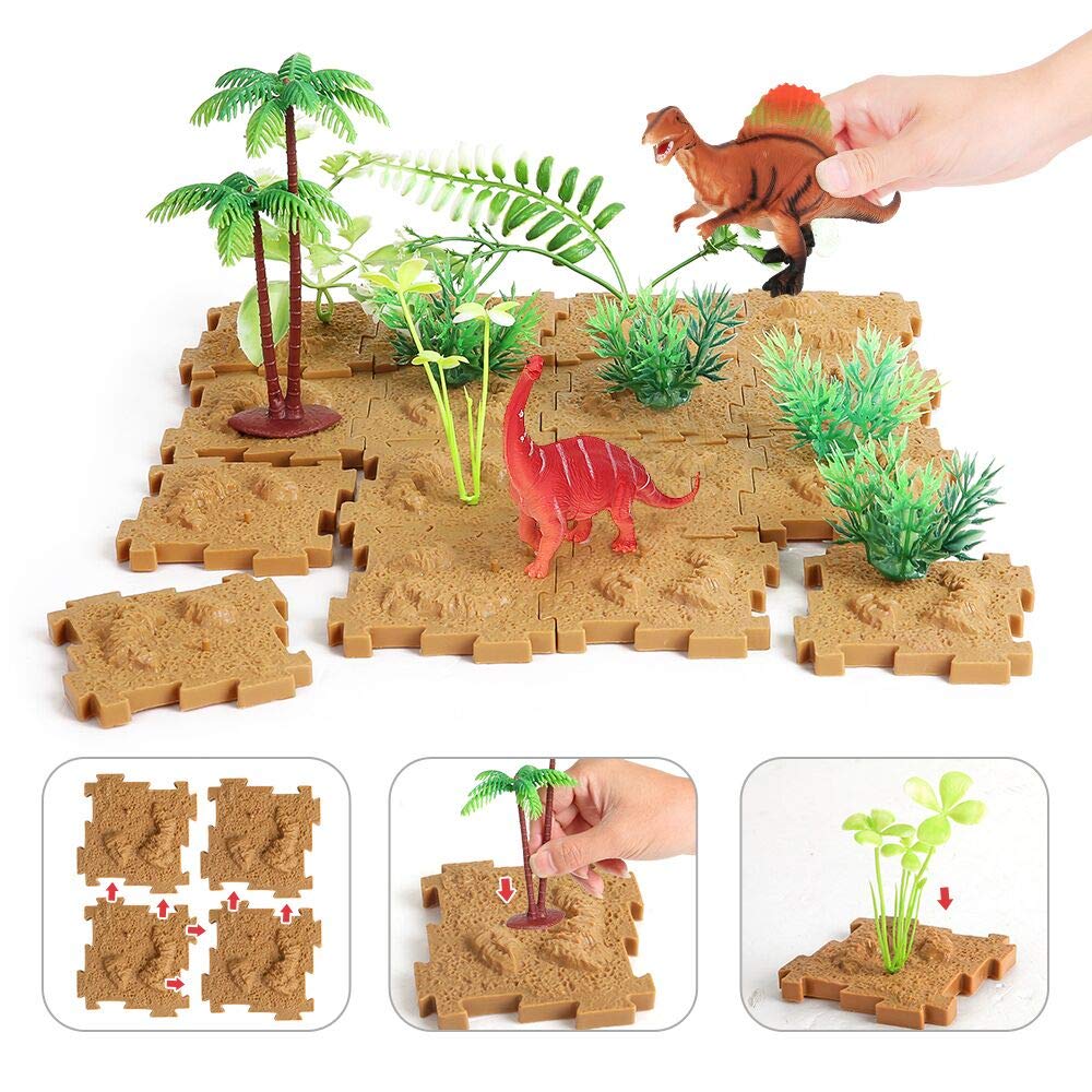 Leading Manufacturer for Small Plastic Toys Bulk - 85 PCS Realistic Dinosaur Figures Playset,Educational Dinosaur Toys Cake Topper with Floret Plant Bottom Plate Gift for Boys Girls – Ealing