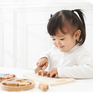 Magnetic fishing game, wooden cutting toy with 29 Pieces for young girls learning toy with magnetic pliers MZ0059