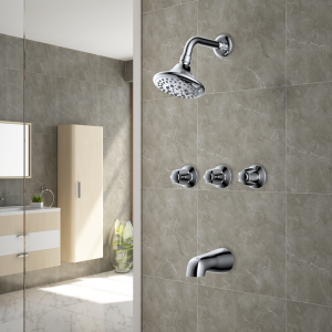 Three handle tub and shower faucet Non pressure balance valve faucet