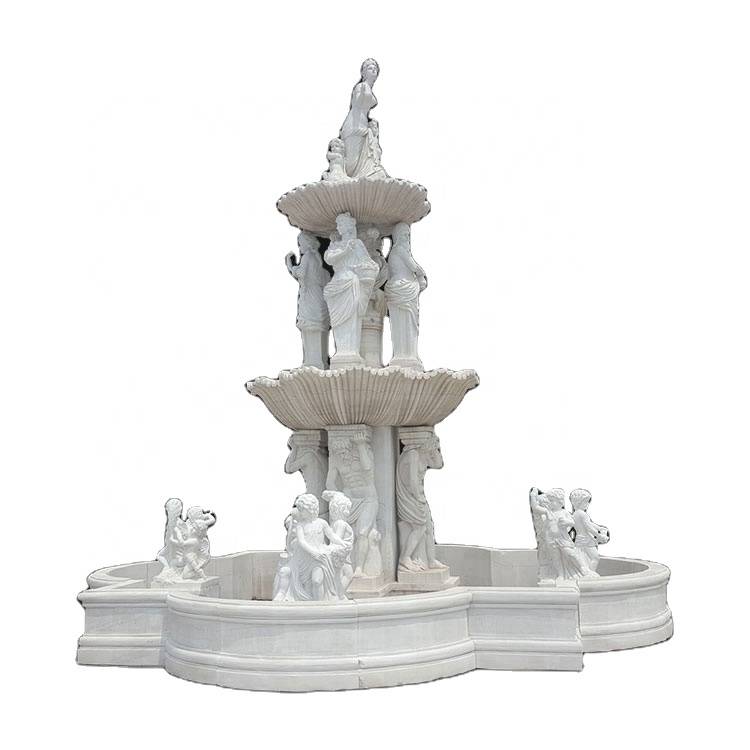 Garden decoration stone marble base levitating outdoor water fountain