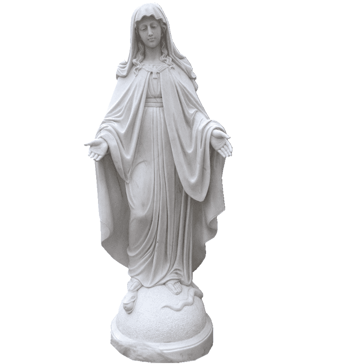 100% hand carved religious  sculpture life size natural white marble Virgin Mary statue on sale