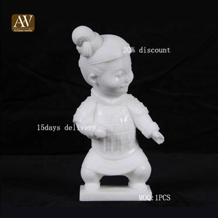 Hot selling home cute terracotta warriors natural marble sculpture