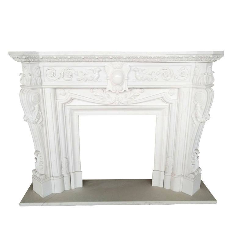 decorative natural quartz stone veneer table top classic marble fireplace design