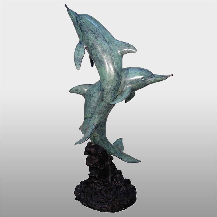 Antique metal casting large outdoor dolphin fountain sculpture