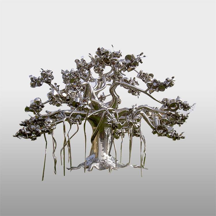 Mirror polished metal arts New product stainless steel tree sculpture for hotel garden decoration