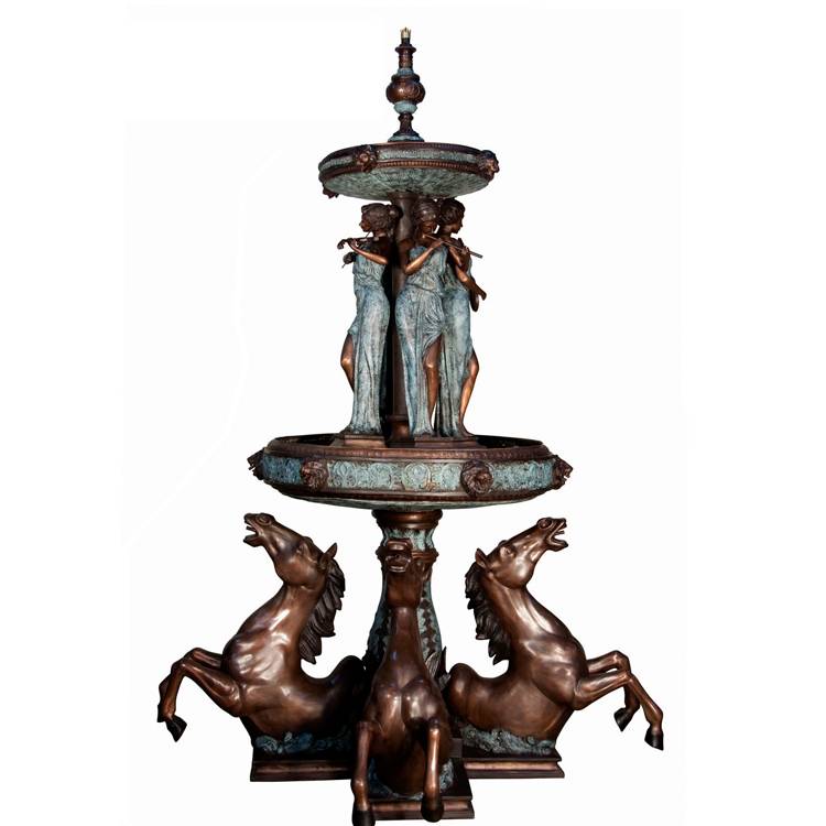Large size molds  Antique Garden Bronze Horse Water Fountain for outdoor decoration
