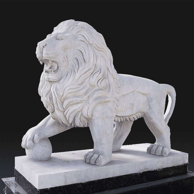 Garden decorative hand carved front door small marble lion statues