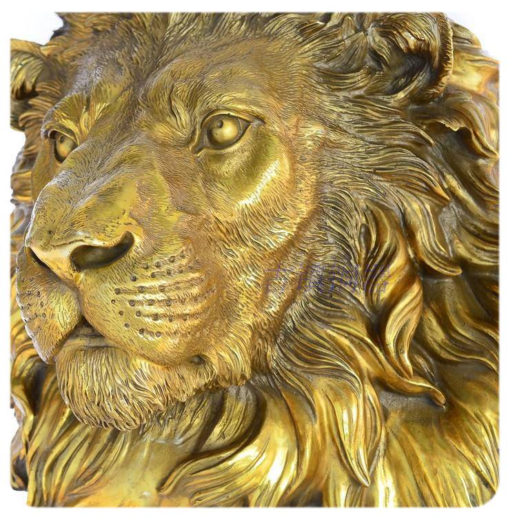 Polished Casting indoor bronze lion head sculpture decoration  fountain on the wall