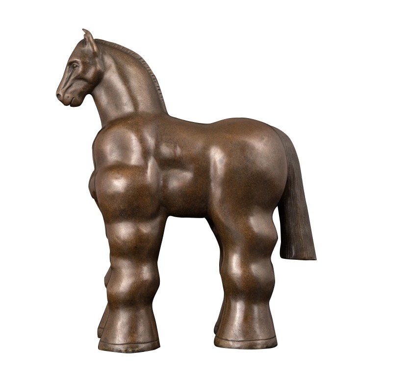 Abstract Fernando  Botero Famous woman Horse Bronze sculpture