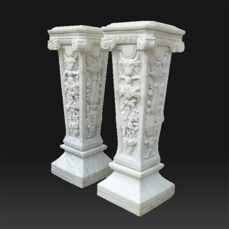 Indoor and outdoor square decoration used stone pure white roman pillar  for home