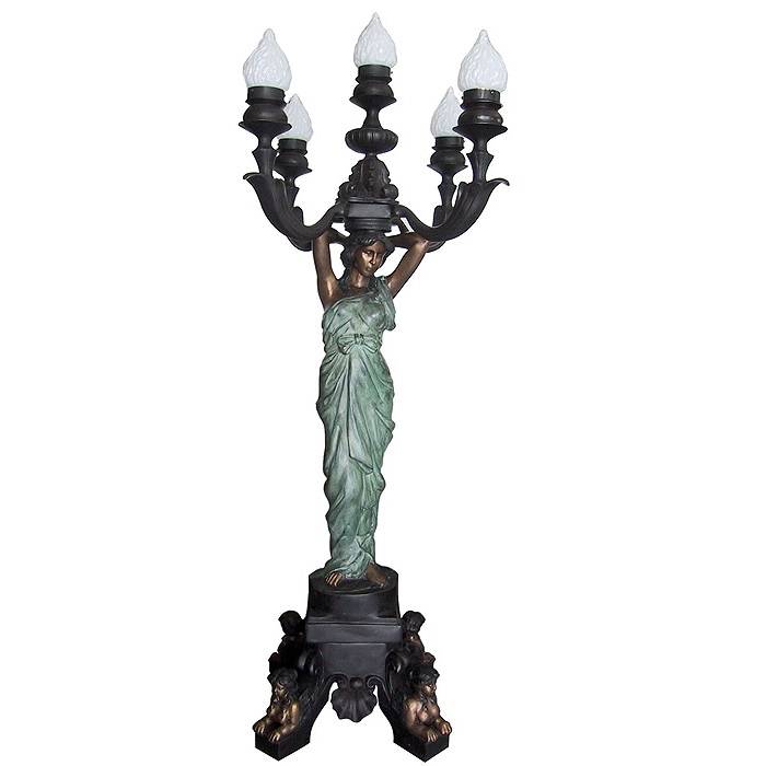 modern lady bronze statue sculpture lamp with sculpture display pedestals