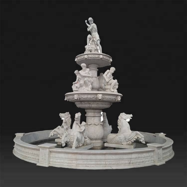 Factory natural stone large garden marble stone water fountain statue