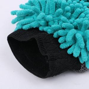 Factory 2020 new soft car wash chenille mitt microfiber + mesh car cleaning gloves