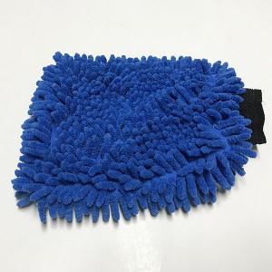 Double sided chenille and microfiber towel blue car wash mitt car cleaning tools
