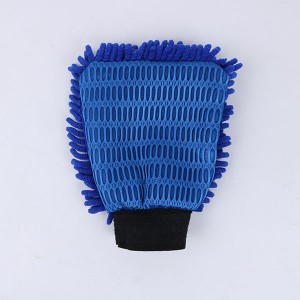 DIY car cleaning tools home used microfiber chenille vehicle wash mitt with mesh