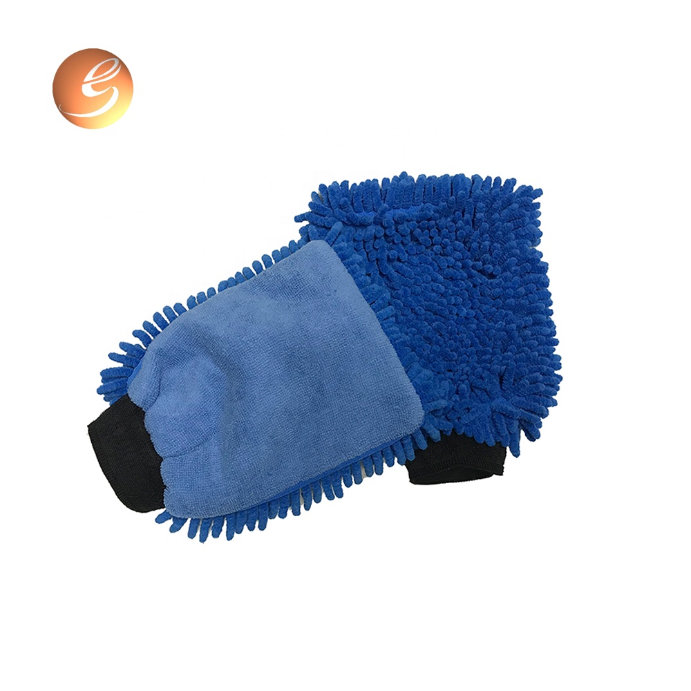 Double-sided chenille microfiber car wash mitt for cleaning glove