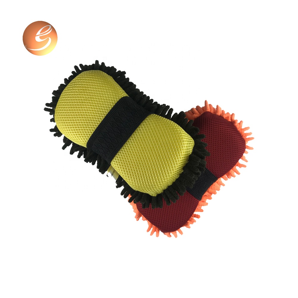 Great durability 2 in 1 microfiber chenille car wash sponge large cleaning sponges