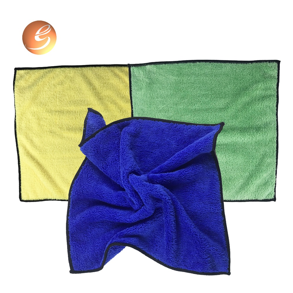 Brightly green color square car cleaning microfiber towel