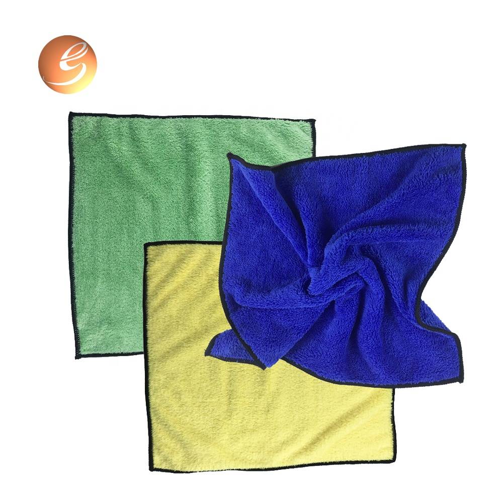 Brightly yellow color square car cleaning microfiber towel