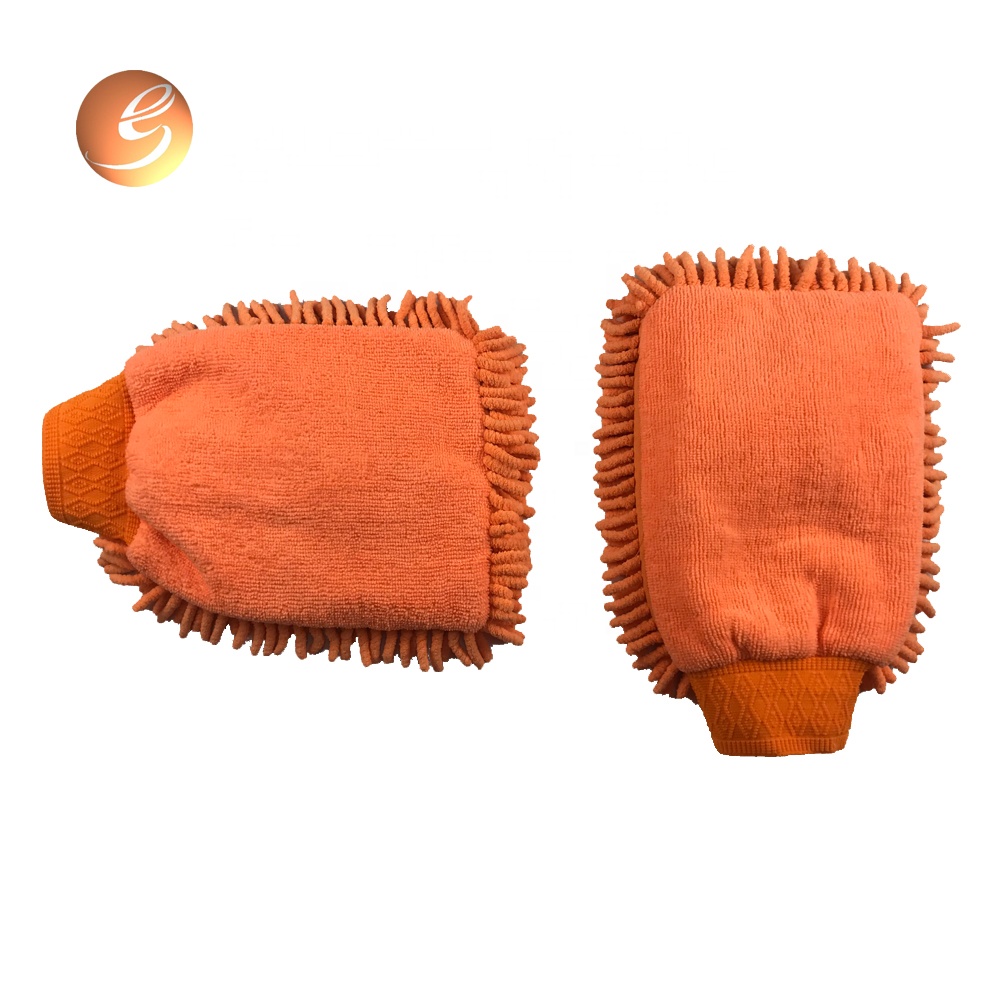 Double face chenille car cleaning gloves